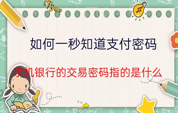 如何一秒知道支付密码 手机银行的交易密码指的是什么？